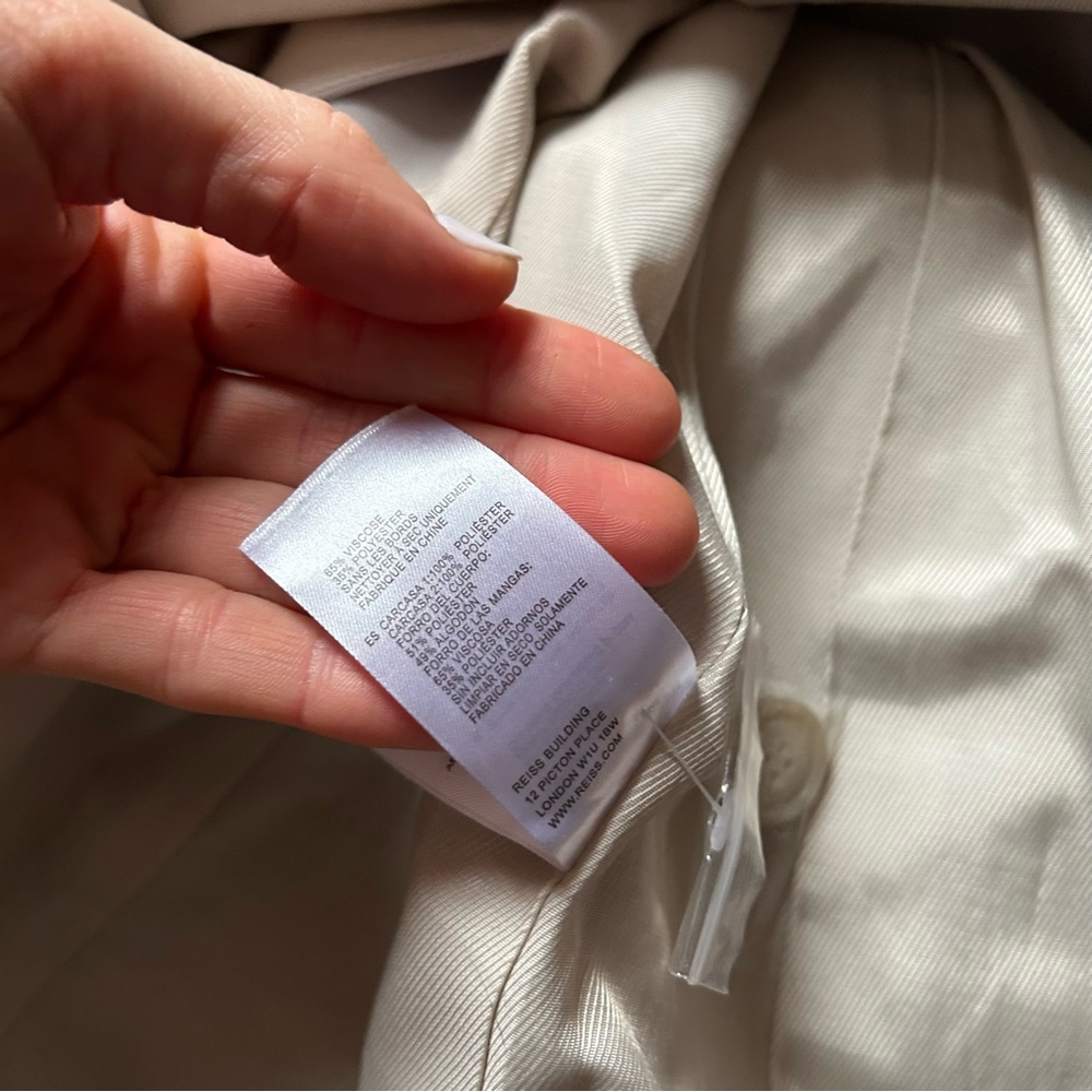 Reiss Sz 4 Clarence Light Grey Structured Classic Tailored Blazer Coat - Picture 14 of 15